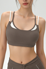 Women's Color Block Twist Back Removable Pad Yoga Sports Bra
