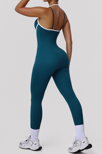 Women's Color-Blocked Spaghetti-Strap Backless Jumpsuit