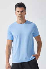 Men Stripe Quick Dry Athletic Short Sleeve T-Shirt