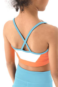 Kids color-cross back high-elasticity sports tank top.