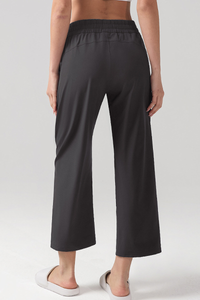 Women's Sports Solid Side Pocket Wide-Leg Pants