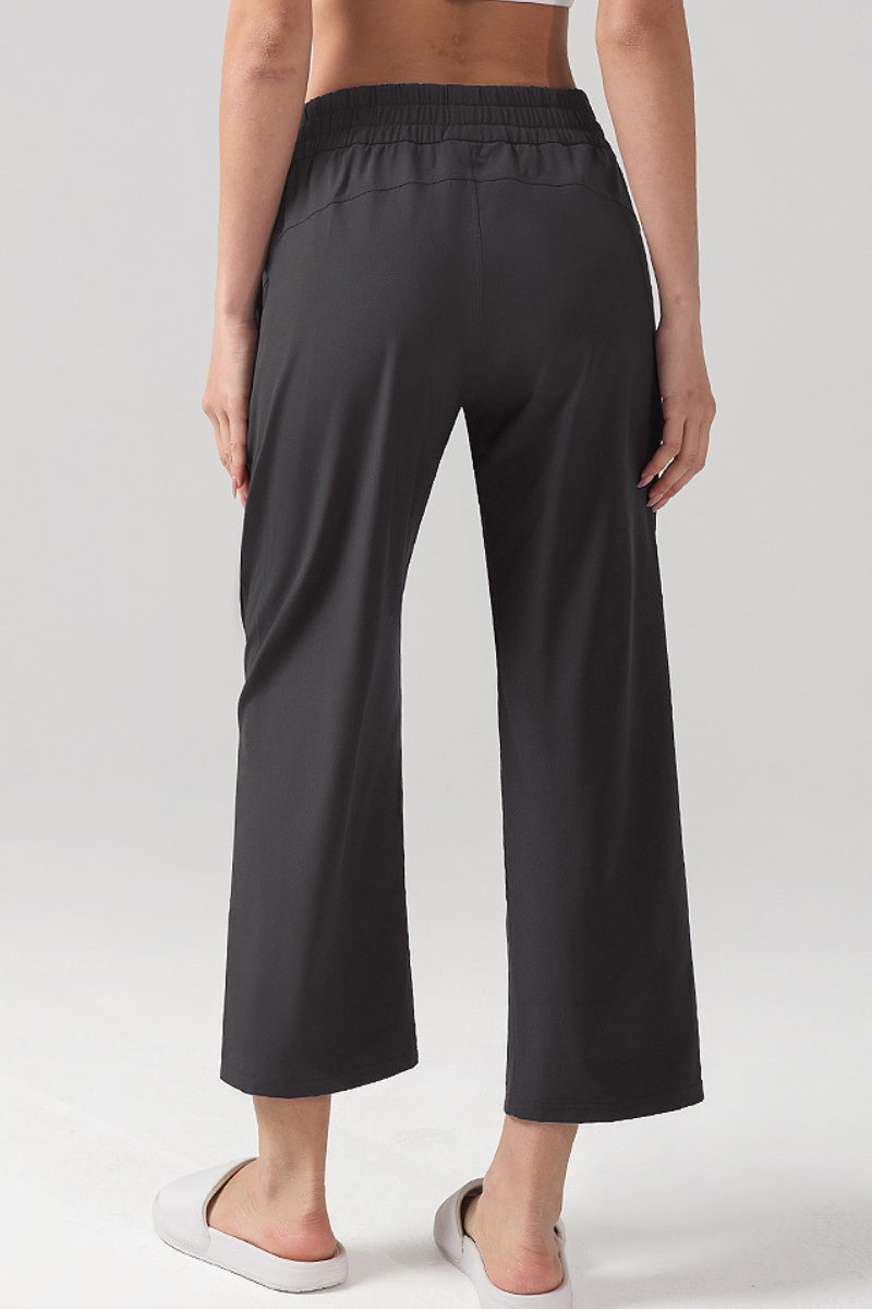 Women's Sports Solid Side Pocket Wide-Leg Pants