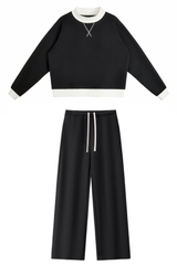 Women's Fall Fleece Mock Neck Sweatsh & Sweatpants Set