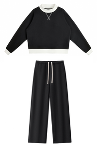 Women's Fall Fleece Mock Neck Sweatsh & Sweatpants Set