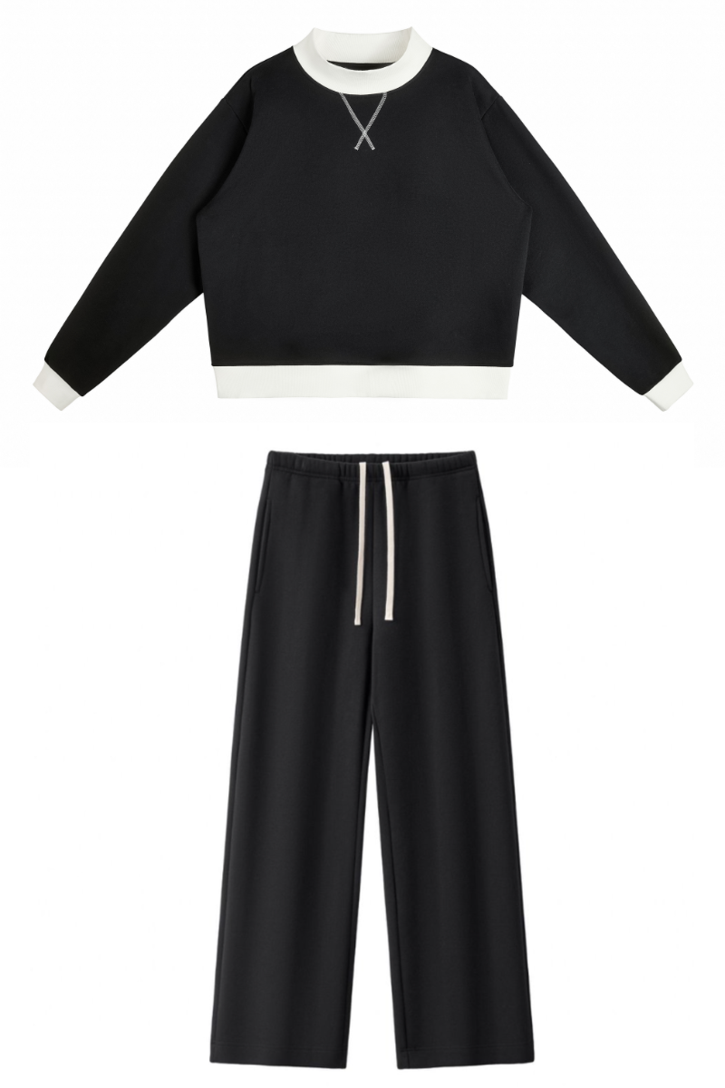Women's Fall Fleece Mock Neck Sweatsh & Sweatpants Set