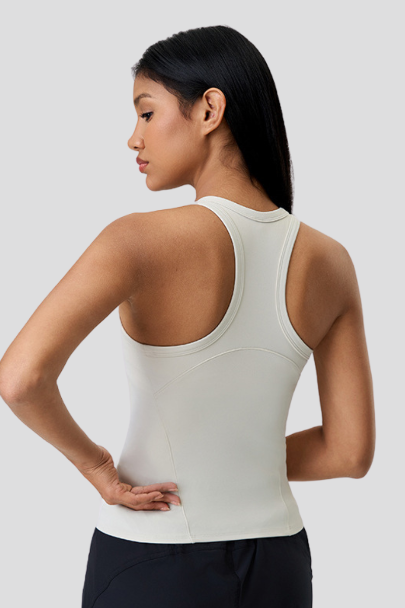 Women's Round Neck Racerback Fitted Tank Top