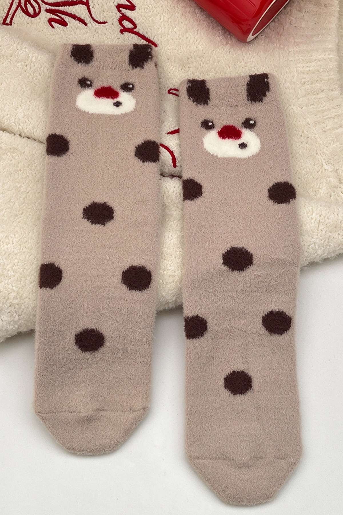 Unisex Plus Christmas Cute Santa Snowman Mid-Calf Socks