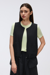 Women's Workwear Sleeveless  Drawstring Waist Cargo Vest