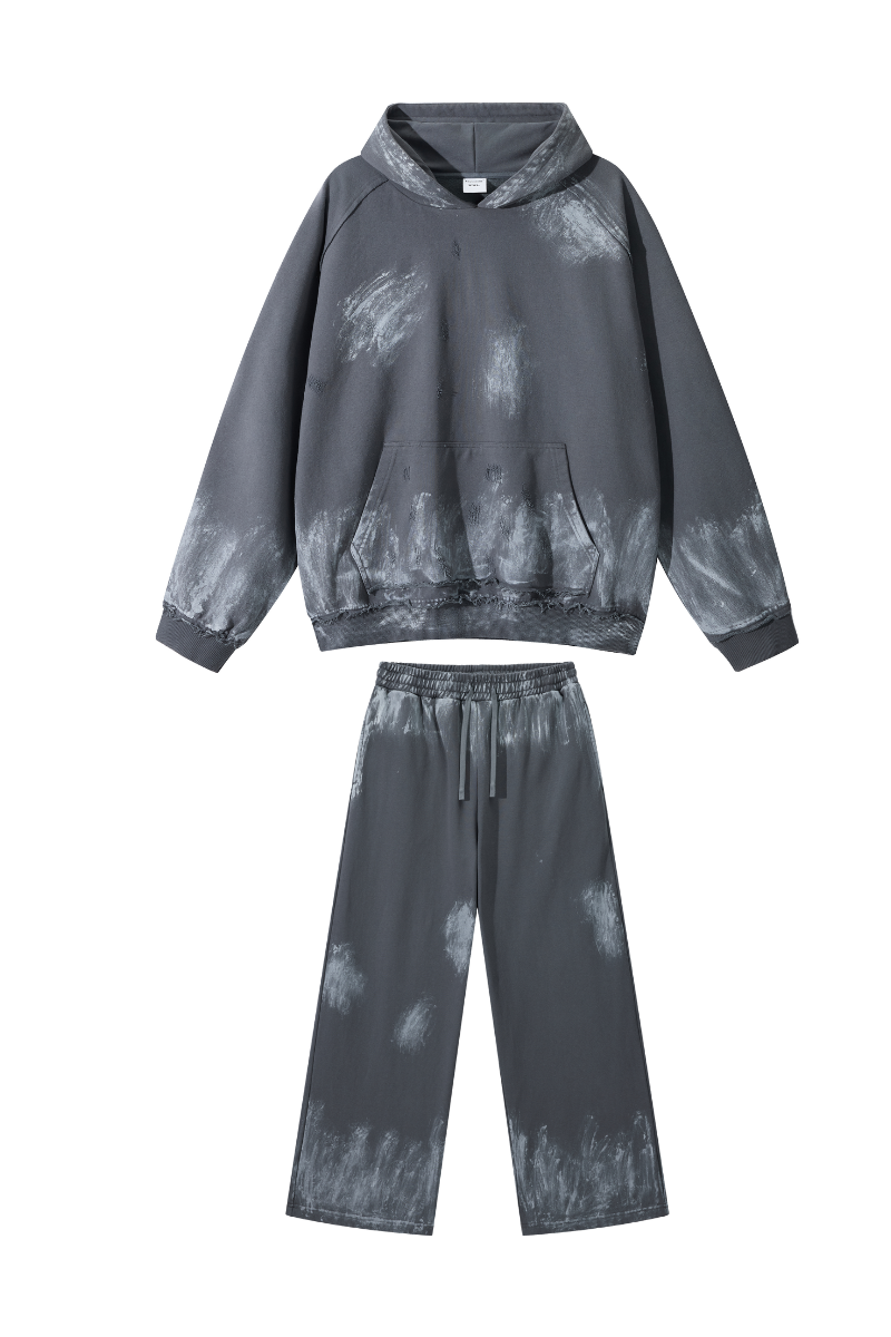 Women's Vintage Fall Set: Washed Hoodie & Wide-Leg Sweatpant