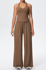 Women’s Set: Halterneck Tank Top & Wide-Leg Pants