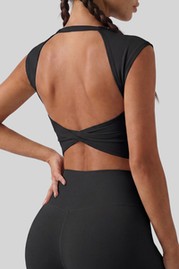 Women's Twist Cut‑Out Back Sleeveless Padded Sports Tank Top