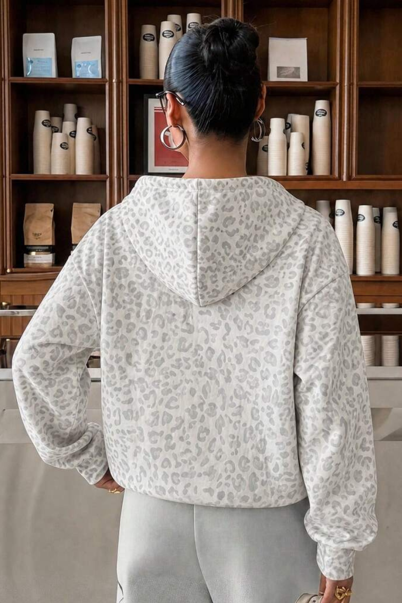 Women's Fall Leopard Print Coquette Style Hoodie