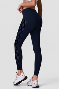 Women's Athletic High-Waisted Leggings with Side Mesh Panels