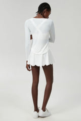 Women Plus-Size Sun Protection Slim-Fit Long Sleeve & Waist-Flutter Skort Sport Set