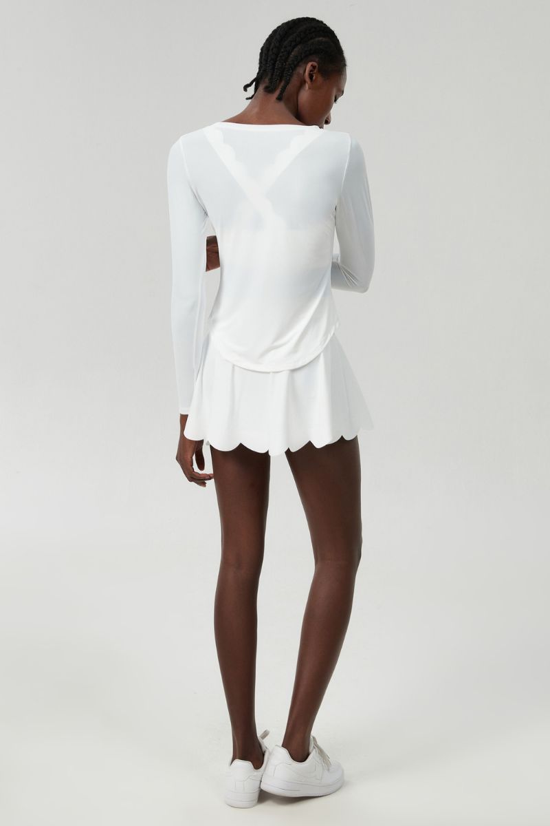 Women Plus-Size Sun Protection Slim-Fit Long Sleeve & Waist-Flutter Skort Sport Set