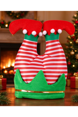 Funny Upside Down Santa Elf Pants Hat With Jingle Bells Pom