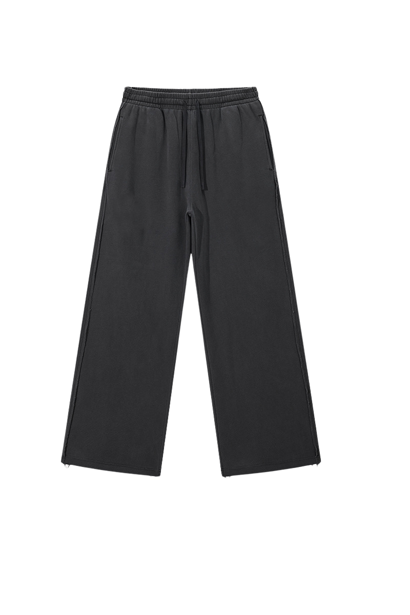 Men's Fall 100% Cotton Wash Distressed Raw Edge Sweatpants