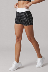 Women's Color Block Polka Dot High Waist Bike Shorts
