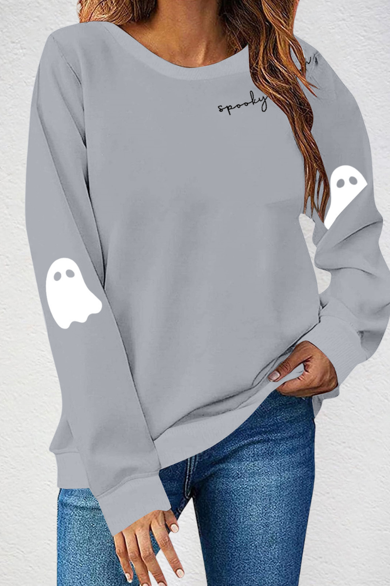 Women's Fall Halloween Gift Ghost Print Sweatshirt