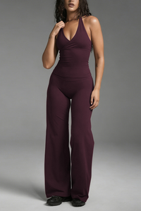 Women's Halter Tank Top And Straight Pants Two-Piece Sets