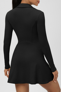 Women's Polo Collared V Neck Dress And Shorts Tennis Set