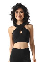 Women's Scalloped Halter Neck Cut Out Sports Bra