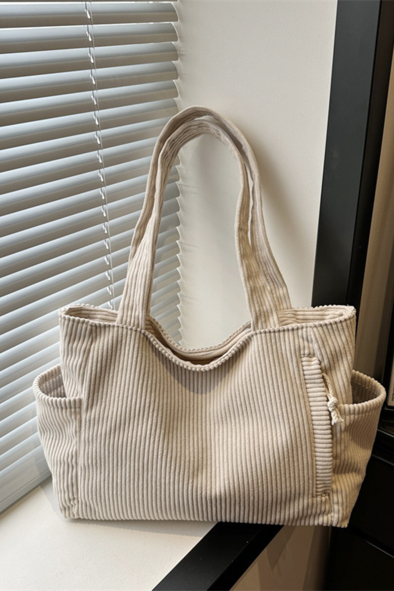 Women's Streetwear Corduroy Large-Capacity Tote Bag