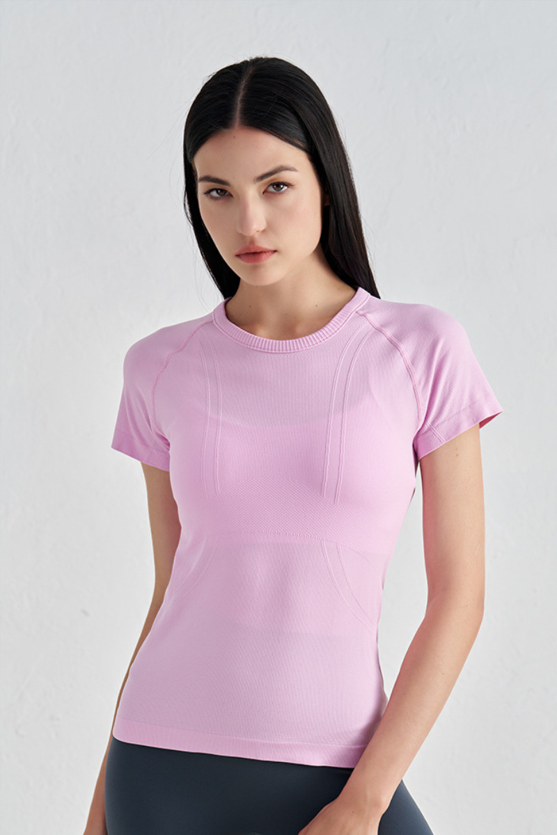 Women's Slim-Fit Breathable Waist-Cinching Crew Neck T-shirt