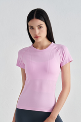 Women's Slim-Fit Breathable Waist-Cinching Crew Neck T-shirt