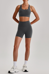 Women's  High Stretch Bra & No Front Seam Yoga Shorts Set
