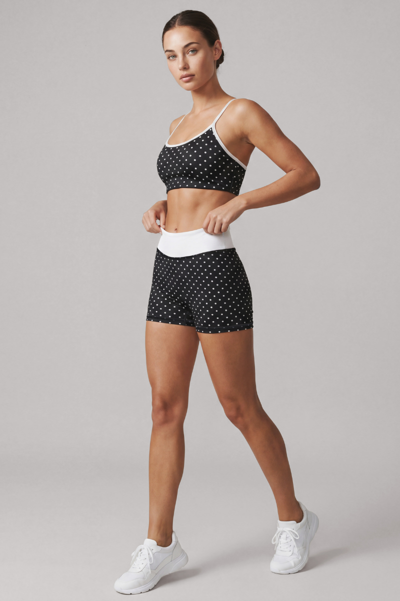 Women's Polka Dot Sports Bra & High Waist Bike Shorts Set
