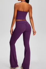 Women's Sets:Halter Tank Top And Pleated Flare Pants