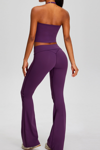 Women's Sets:Halter Tank Top And Pleated Flare Pants