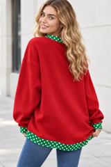 Women's Fall Letter Appliqué Embroidery Mockneck Sweatshirt