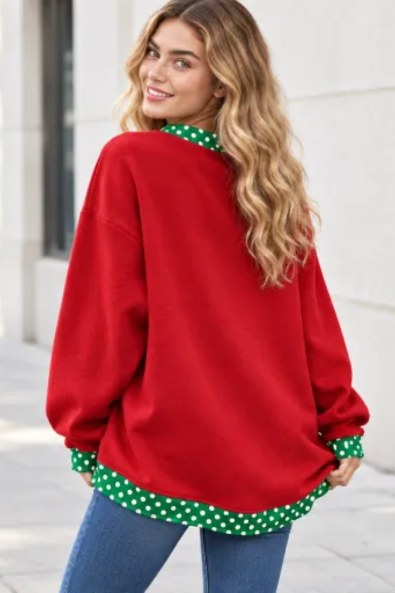 Women's Fall Letter Appliqué Embroidery Mockneck Sweatshirt
