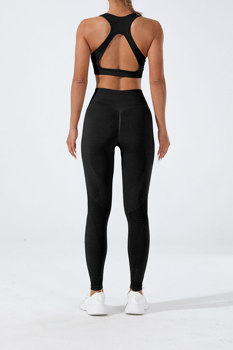 Women’s Athletic Seamless Set:U-neck Bra And Leggings