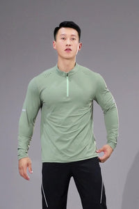 Men Half-Zip Breathable Outdoor Training Long Sleeve Top