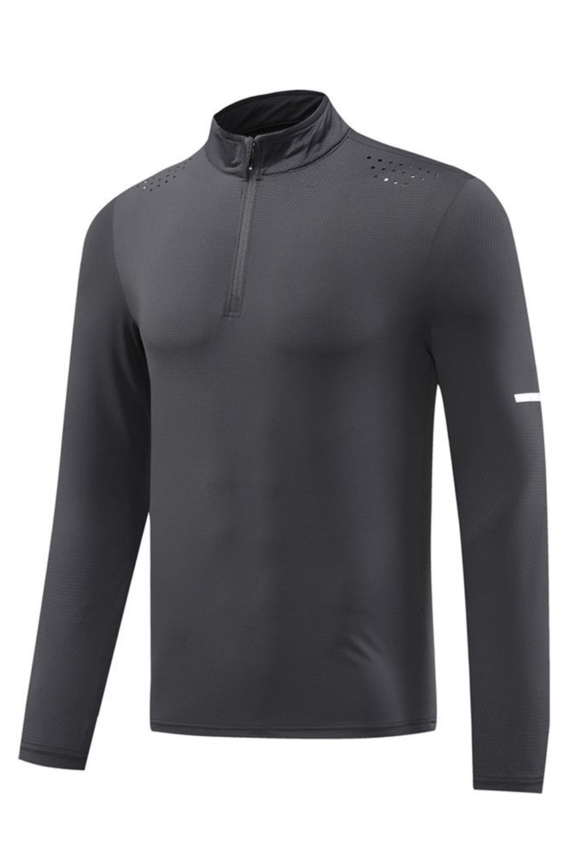 Men Half-Zip Breathable Outdoor Training Long Sleeve Top