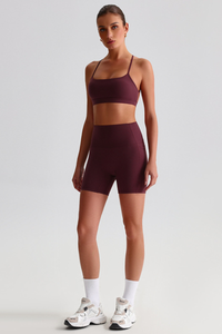 Women's Bare Feel Cross Back Bra & Side Pocket Shorts Set