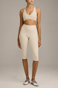 Women's Cross Adjustable Back V NeckBra And Capri Yoga Set