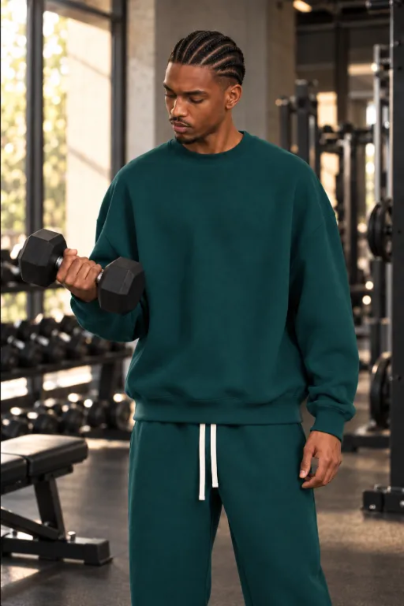 Men's Fall Fleece‑Lined Drop Shoulder Oversized Pullover