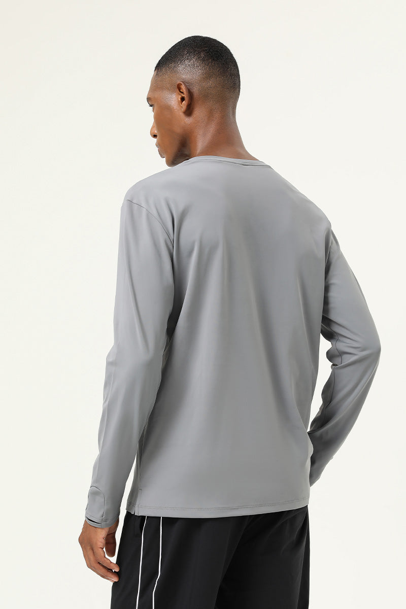 Men'S Sports Long Sleeve Shirt With Thumb Holes