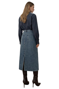 Women's Classic Vintage Wash Denim Midi Skirt