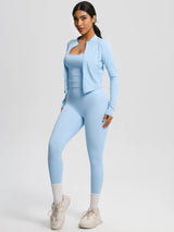 Women Activewear Set:Slim Fit Sports Bra+Zip Jacket+Leggings