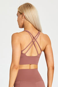 Detachable Chest Pad Cross-Back Sports Bra