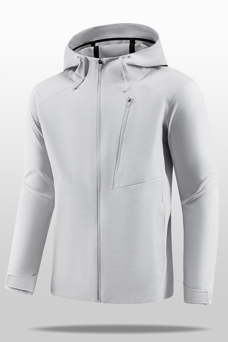 Men Hooded Cold-Resistant Quick-Dry Outdoor Training Running Jacket