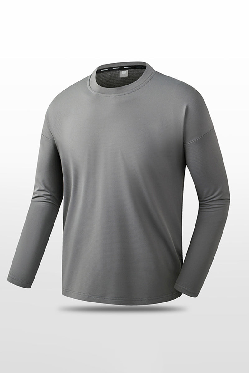 Men Solid Quick-Dry Outdoor Training Long Sleeve Top