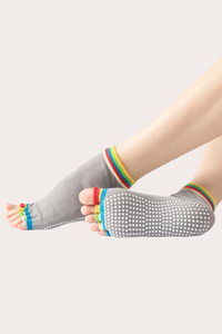 Women's Open-Toed Rainbow Breathable Athletic Fitness Socks