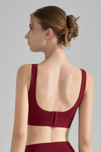 Women's Wide Strap Color-Block V-Neck Sports Bra