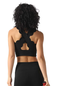 Women's Scalloped Halter Neck Cut Out Sports Bra